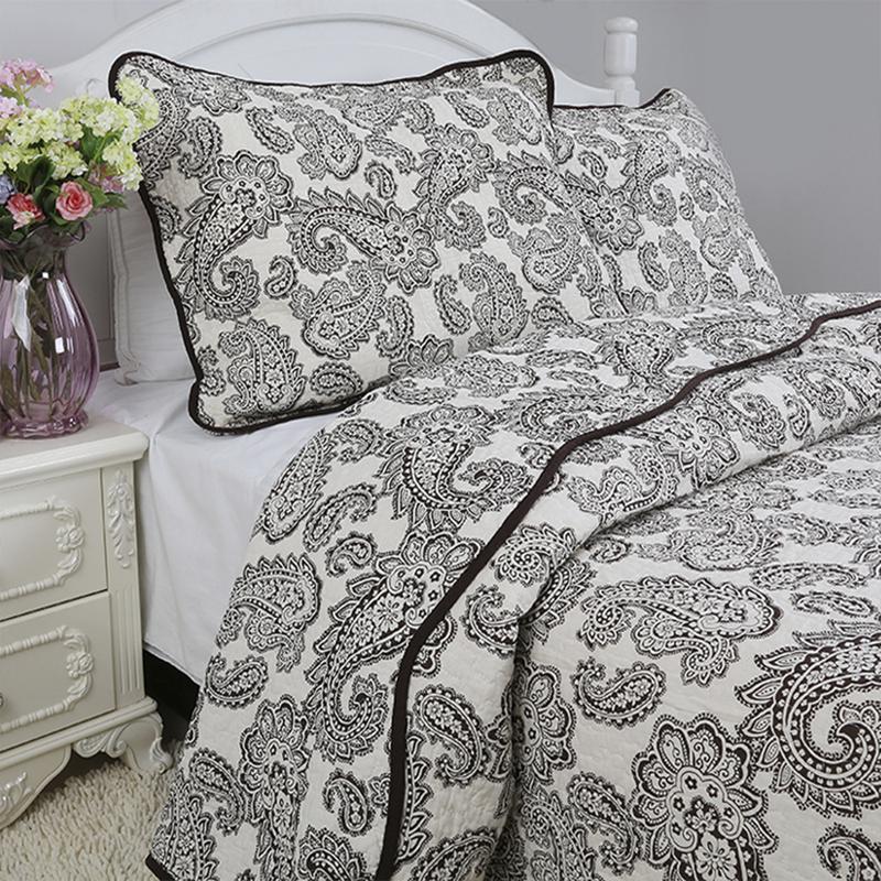 paisley cotton quilt set twin/queen/king-black